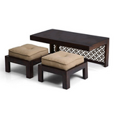 The Attic Florence Solid Wood Set of Coffee Table Walnut